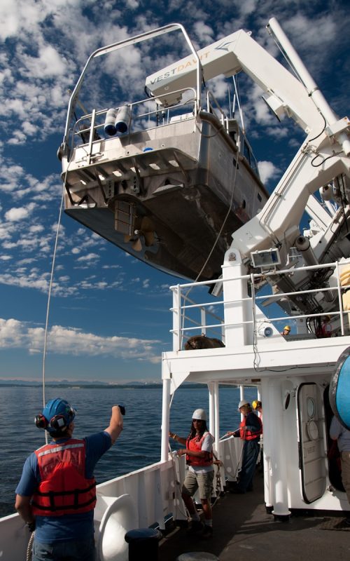 people riding on white boat during daytime